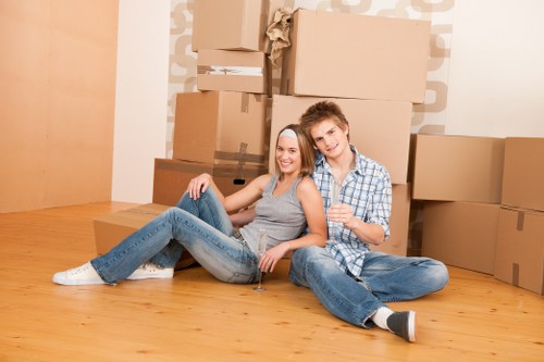 Packed household items ready for collection during a Croydon house move