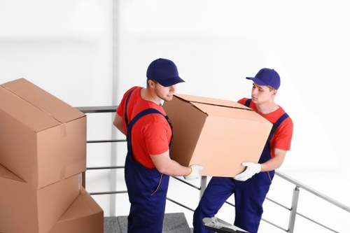 Moving boxes and furniture prepared for a Croydon home removal