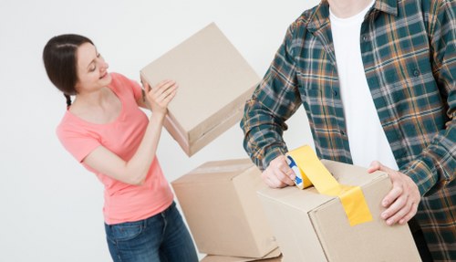 Moving van and packed boxes for a Croydon home removal