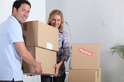 Packed boxes and furniture ready for removals in Croydon