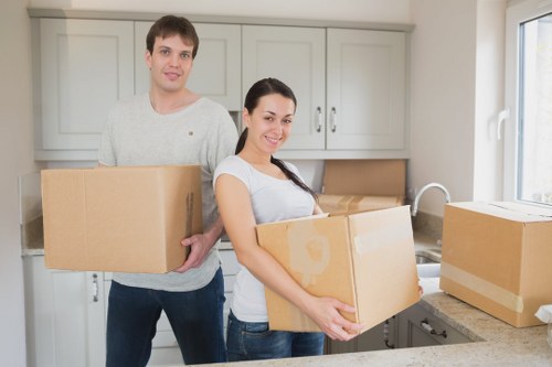 Furniture and boxes being prepared for transport in Croydon