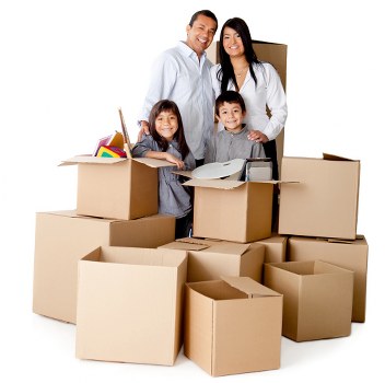 Croydon removal van and packed moving boxes ready for transport